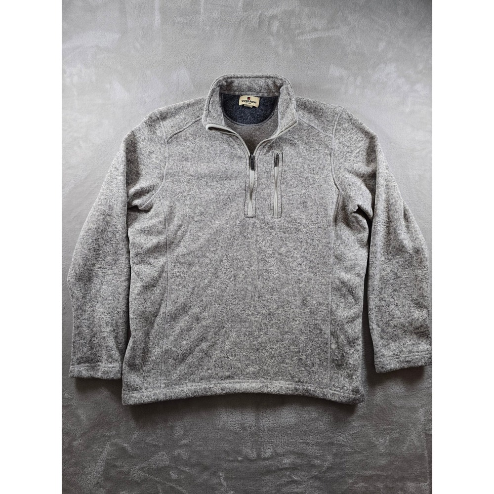 Woolrich Quarter Zip Fleece Pullover Mens Large Gray Sweater Outdoor